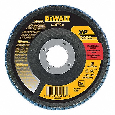 DEWALT DW8250 Fiber Disc 4 1/2 in Dia 7/8in Arbor