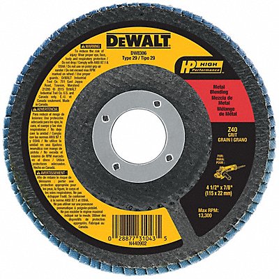 DEWALT DW8306 Fiber Disc 4 1/2 in Dia 7/8in Arbor