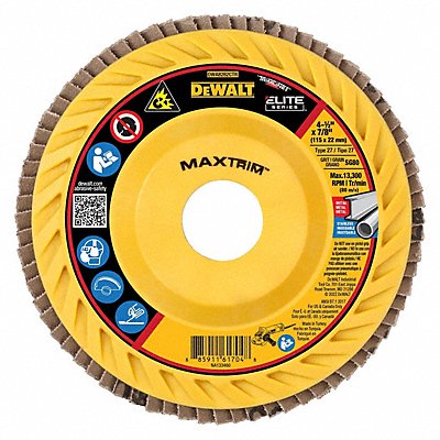 DEWALT DWA8282CTR Fiber Disc 4 1/2 in Dia 7/8in Arbor
