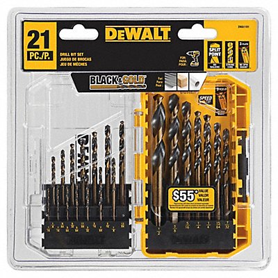 DEWALT DWA1181 Jobber Length Drill Set 21pc HSS