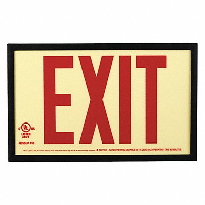 GRAINGER GRAN3412 Exit Sign 7 1/2 in x 13 in Plastic