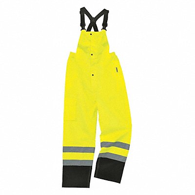 GLOWEAR BY ERGODYNE 8918BK Black Bottom Rain Bibs Lime XL