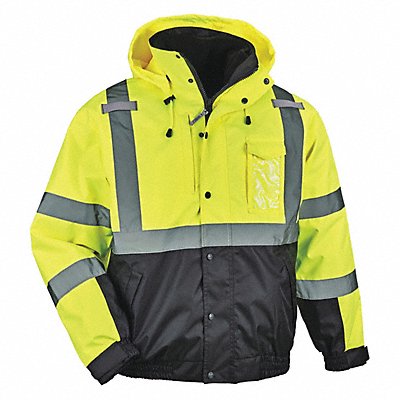 GLOWEAR BY ERGODYNE 8381 Hi Vis Bomber Jacket 3-in-1 Lime XL