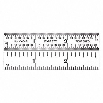 STARRETT C604R3 Ruler Spring-Tempered Steel 3 Lx9/16 W