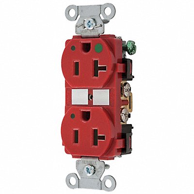 HUBBELL 8300REDL Receptacle Red 20 A 2P3W Back Side 1PK