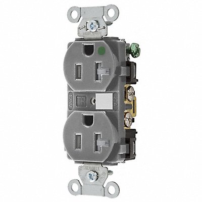 HUBBELL 8300GYTRA Receptacle Grey 20 A 2P3W Back Side 1PK