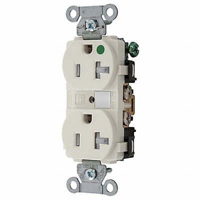 HUBBELL 8300LATRA Recept Light Almond 20 A 2P3W Bk Sd 1PK