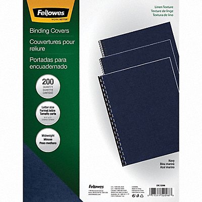 FELLOWES 52098 Binding Cover Navy 8-1/2x11 in PK200