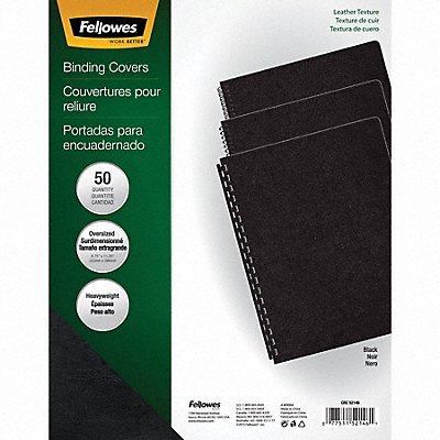 FELLOWES 52146 Binding Cover Blk 8-3/4x11-1/4 in PK50