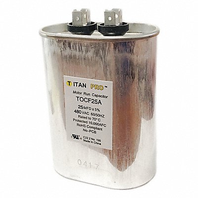 TITAN PRO TOCF25A Motor Run Capacitor 25 MFD 4 5/32  H