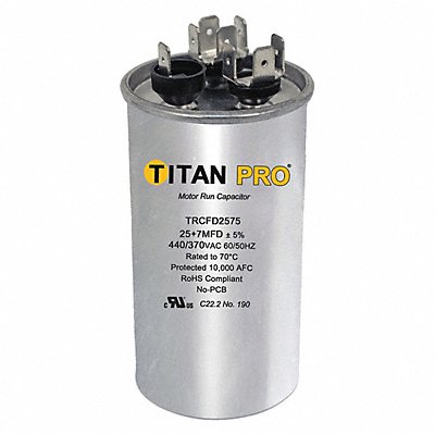 TITAN PRO TRCFD2575 Dual Run Capacitor 25/75 MFD 4 1/4 H