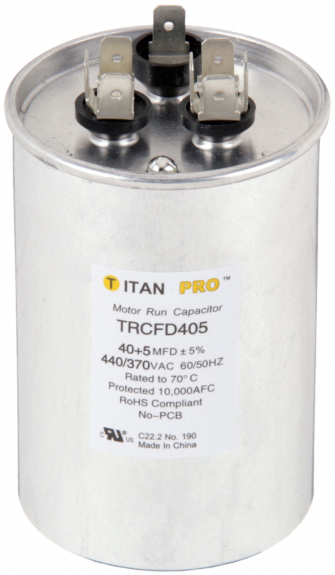 TITAN PRO TRCFD405 Dual Run Capacitor 40/5 MFD 3 35/64 H
