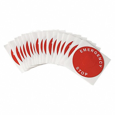 BRADY THTEP247593RD LegndPlatLabel EmergencyStp Wht/Red PK25