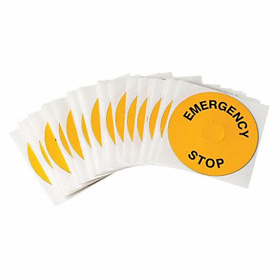 BRADY THTEP248593YL LegndPlatLabel EmergencyStp Blk/Yellow PK25