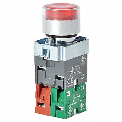DAYTON 30G206 H6943 Illuminated PushButton FullVolt Red 1NO/1NC