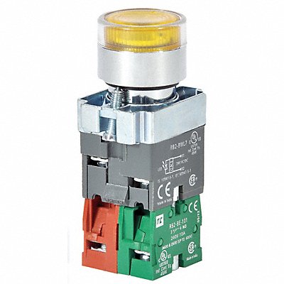 DAYTON 30G207 H6943 Illuminated PushButton FullVolt Yellow 1NO/1NC