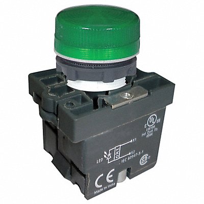 DAYTON 30G209 Pilot Light Green 22mm LED