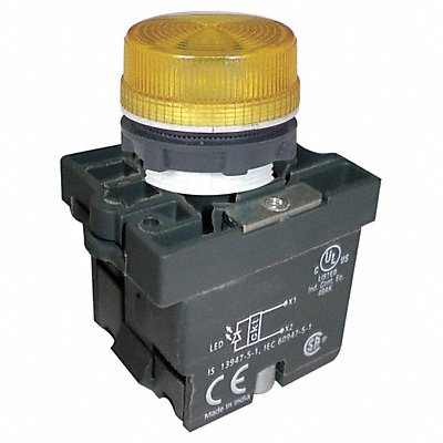 DAYTON 30G211 Pilot Light Yellow 22mm LED