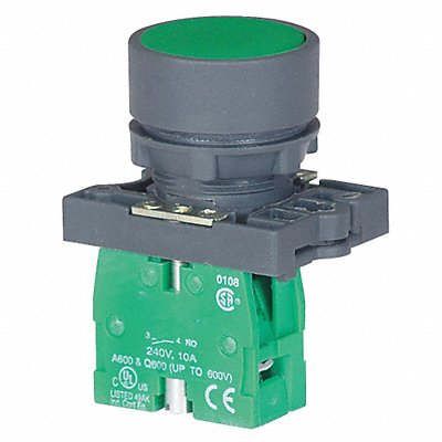 DAYTON 30G225 Flush Push Button Operator Non Illuminated Grn 1NO