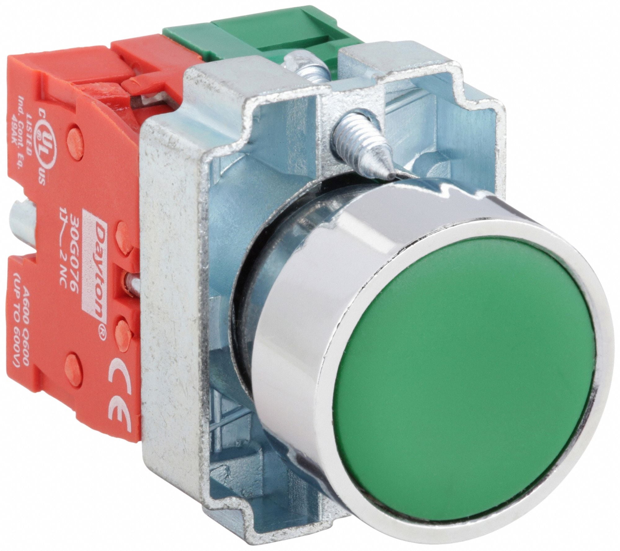DAYTON 30G237 Flush Push Button Operator Non Illuminated Grn 1NO/1NC
