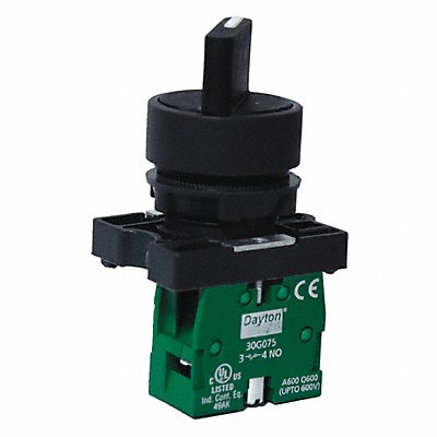 DAYTON 30G264 Selector Switch Non Illuminated 2 Pos 22 mm