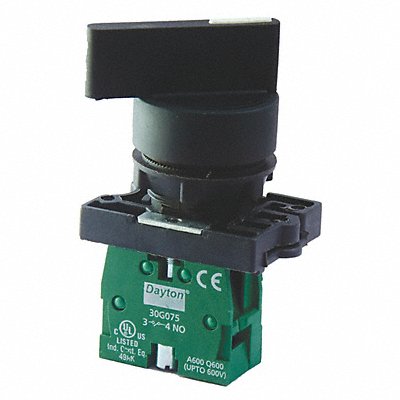 DAYTON 30G266 Selector Switch Non Illuminated 2 Pos 22 mm