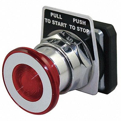 DAYTON 30G367 Mushroom Head Push Button Red Non Illuminated 30mm