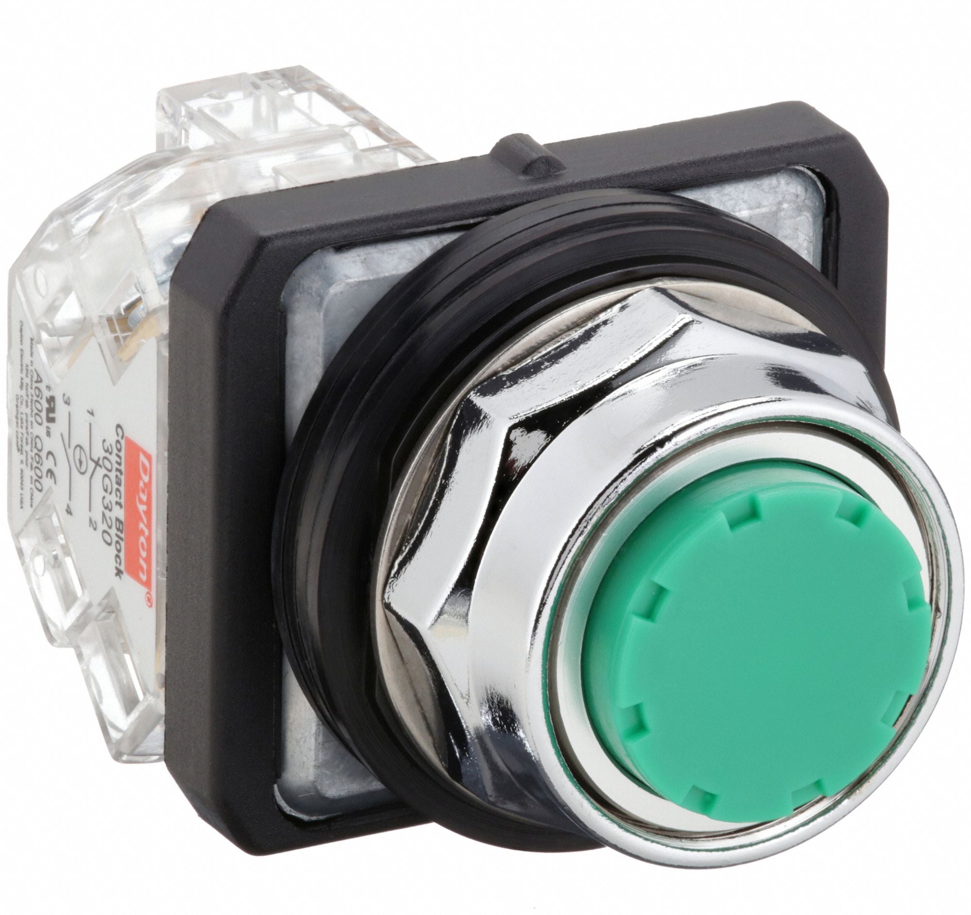DAYTON 30G431 H7067 ExtendPushButtnOp Non Illuminated Grn 1NO/1NC