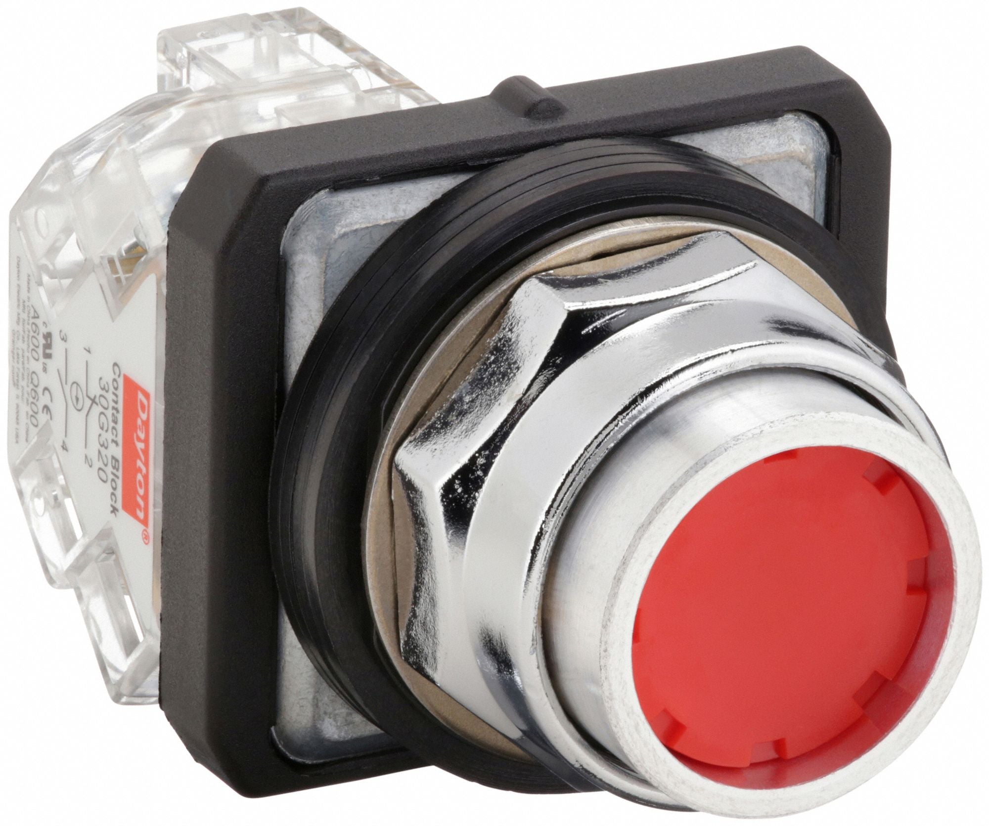 DAYTON 30G444 H7067 ExtendPushButtnOp Non Illuminated Red 1NO/1NC
