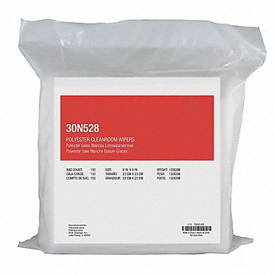 GRAINGER 30N528 Dry Wipe 9 x 9 White