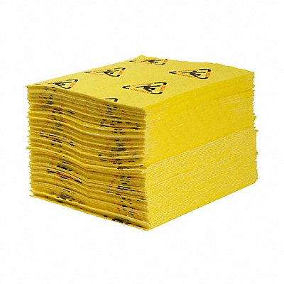 BRADY SPC ABSORBENTS CH200 Absorbent Pad Chem/Hazmat Yellow PK200