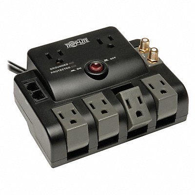 TRIPP LITE TLP606RNET Datacom Surge Protector 6 Outlet Black