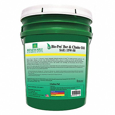 RENEWABLE LUBRICANTS 80614 Chainsaw Lube 5 gal Pail