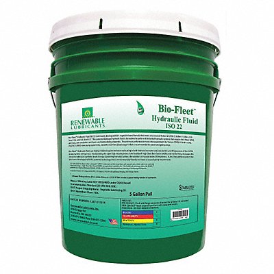 RENEWABLE LUBRICANTS 80814 Hydraulic Oil Pail Yellow 5 gal