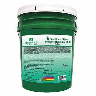 RENEWABLE LUBRICANTS 81064 Hydraulic Oil Pail Yellow 5 gal