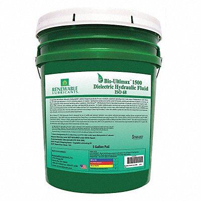 RENEWABLE LUBRICANTS 81074 Hydraulic Oil Pail Yellow 5 gal