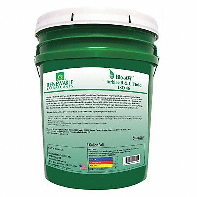 RENEWABLE LUBRICANTS 81714 Hydraulic Oil Pail Yellow 5 gal