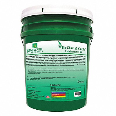 RENEWABLE LUBRICANTS 83064 Chain Wire Rope Lube 5 gal Pail