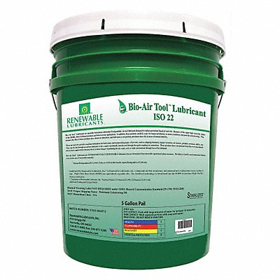 RENEWABLE LUBRICANTS 83104 Air Tool Lubricant Synthetic Base 5 gal.