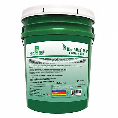 RENEWABLE LUBRICANTS 86734 Cutting Oil Pail Yellow 5 gal.