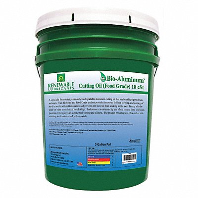 RENEWABLE LUBRICANTS 87414 Cutting Oil Pail Yellow 5 gal.