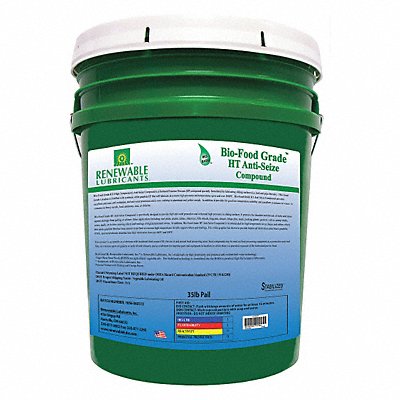 RENEWABLE LUBRICANTS 87564 Food Grade Anti-Seize 35 lb Pail