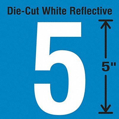 STRANCO INC DWR555 Die-Cut Reflective Number Label 5 PK5