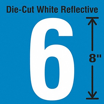 STRANCO INC DWRSINGLE86 Die-Cut Reflective Number Label 6