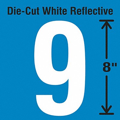 STRANCO INC DWRSINGLE89 Die-Cut Reflective Number Label 9
