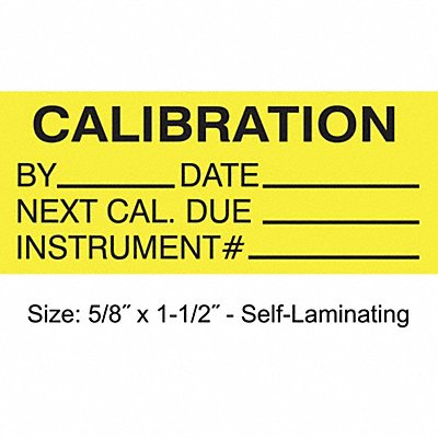 STRANCO INC TCFSL222135 Calibration Label ENG Black/Yellow PK350