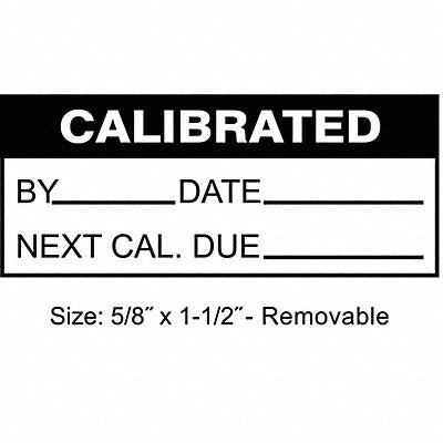 STRANCO INC TCR22132 Calibration Label ENG Black/White PK350