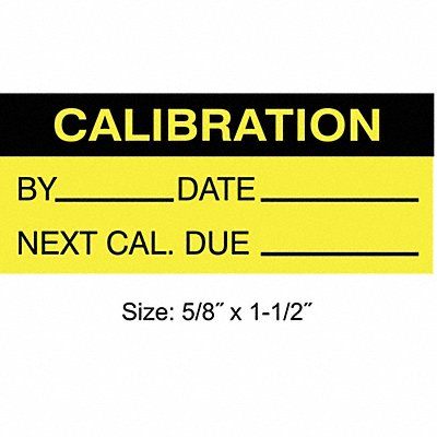 STRANCO INC TCF22136 Calibration Label ENG Black/Yellow PK350