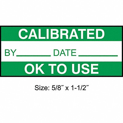 STRANCO INC TC20910 Calibration Label ENG Green/White PK350
