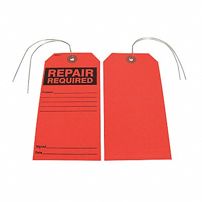 GRAINGER 30ZC74 Repair Required Tag Blck/Orange PK25